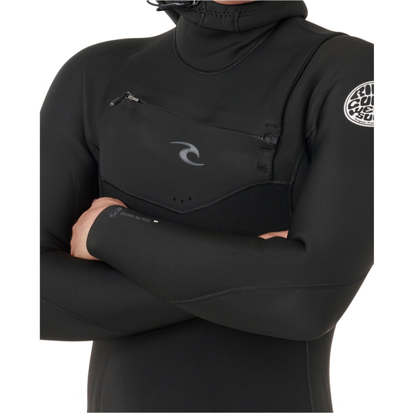2026 Rip Curl Mens Dawn Patrol 5/4mm Hooded Chest Zip Wetsuit 16OMFS - Black